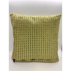 Pair of Pier One green with green textured checks squares pillow covers